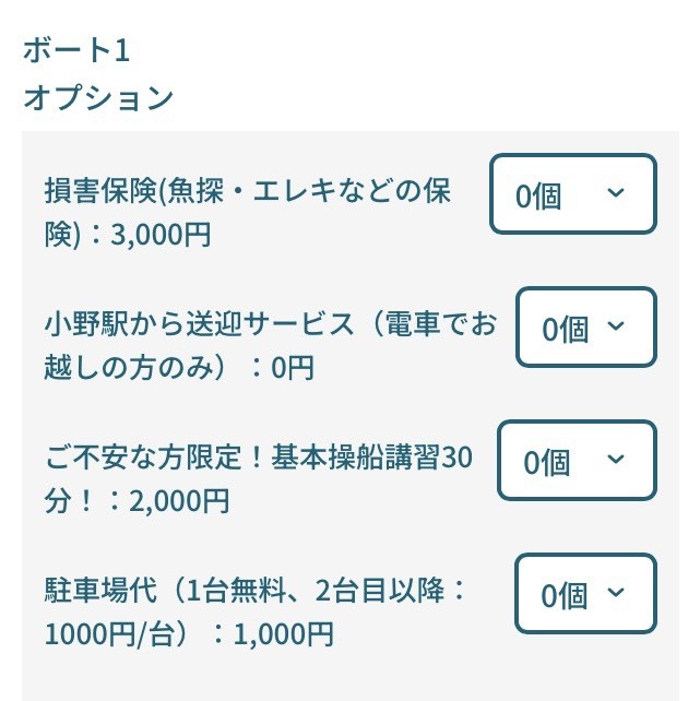 琵琶湖レンタルボート「MoreMarine(モアマリン)」 予約時のオプションについて